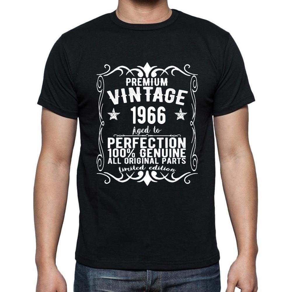 Premium Vintage Year 1966 Black Mens Short Sleeve Round Neck T-Shirt Gift T-Shirt 00347 - Black / S - Casual