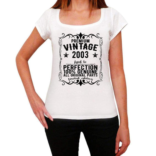 Premium Vintage Year 2003 White Womens Short Sleeve Round Neck T-Shirt Gift T-Shirt 00368 - White / Xs - Casual
