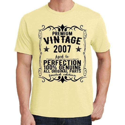 Premium Vintage Year 2007 Yellow Mens Short Sleeve Round Neck T-Shirt Gift T-Shirt 00348 - Yellow / S - Casual