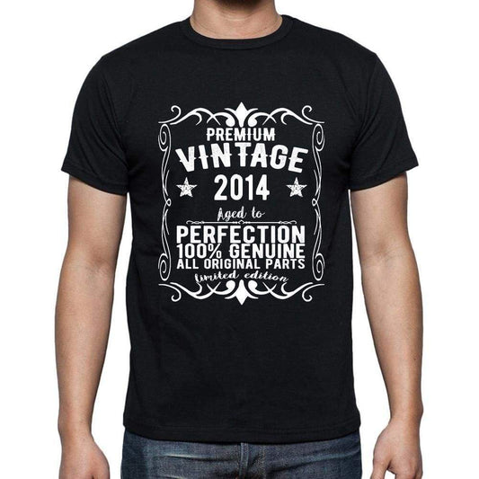 Premium Vintage Year 2014 Black Mens Short Sleeve Round Neck T-Shirt Gift T-Shirt 00347 - Black / S - Casual