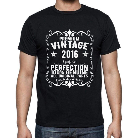 Premium Vintage Year 2016 Black Mens Short Sleeve Round Neck T-Shirt Gift T-Shirt 00347 - Black / S - Casual