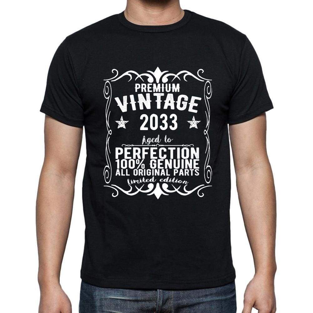 Premium Vintage Year 2033 Black Mens Short Sleeve Round Neck T-Shirt Gift T-Shirt 00347 - Black / S - Casual