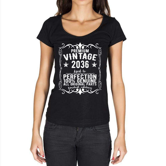 Premium Vintage Year 2036 Black Womens Short Sleeve Round Neck T-Shirt Gift T-Shirt 00365 - Black / Xs - Casual