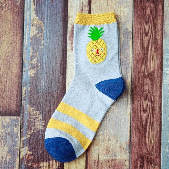 Chaussettes de fruits à la mode coréenne pour femmes, décontractées en coton, motif d'avocat, pastèque, style Harajuku, chaussettes pour filles heureuses