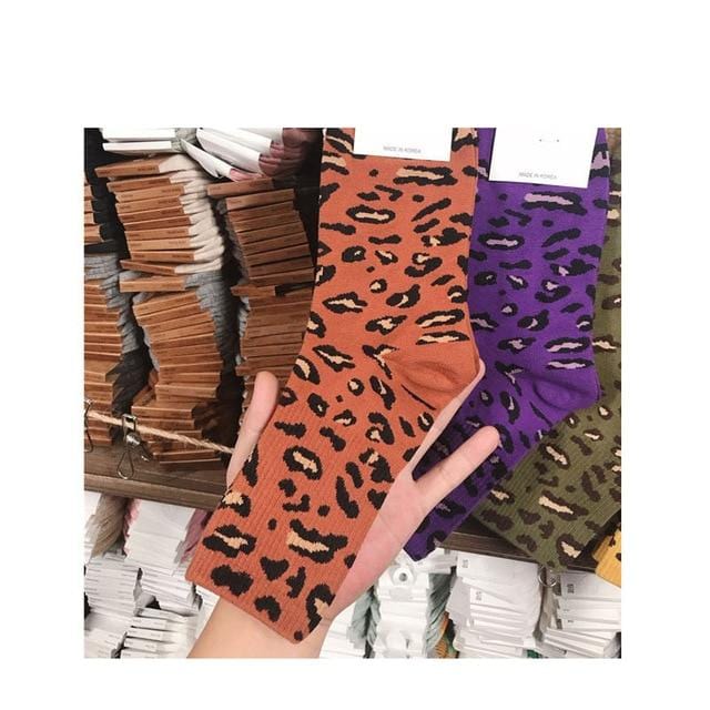 Jeseca femmes mode imprimé léopard chaussettes hiver chaud Harajuku rétro Vintage chaussette pour filles <span>cadeau</span> de noël 2019 automne ventes chaudes