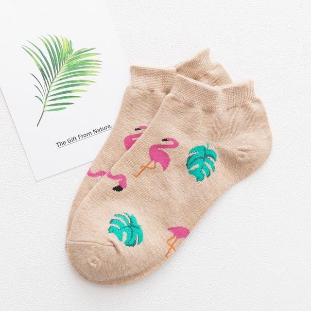 Mignon Jacquard/plante fruits imprimé motif art chaussettes femmes coréen animaux/renard flamant chaussette drôle chaussette Kawaii Sokken Calcetines