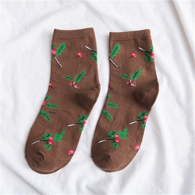 Mignon Jacquard/plante fruits imprimé motif art chaussettes femmes coréen animaux/renard flamant chaussette drôle chaussette Kawaii Sokken Calcetines