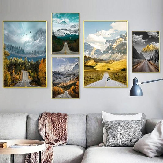 Toile de peinture nordique avec images de paysage, décoration de maison, Art mural moderne réaliste, affiches et imprimés de paysage naturel pour salon