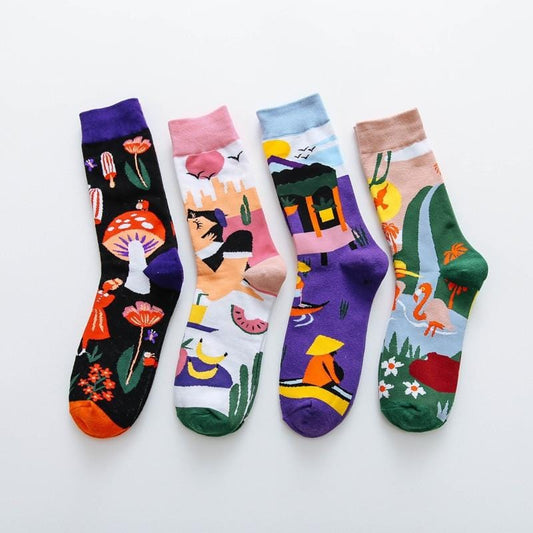 Colorful Cotton Happy Socks Men Women British Style Casual Harajuku Socks Personal Comfortable Socks For Gift Original Trendy