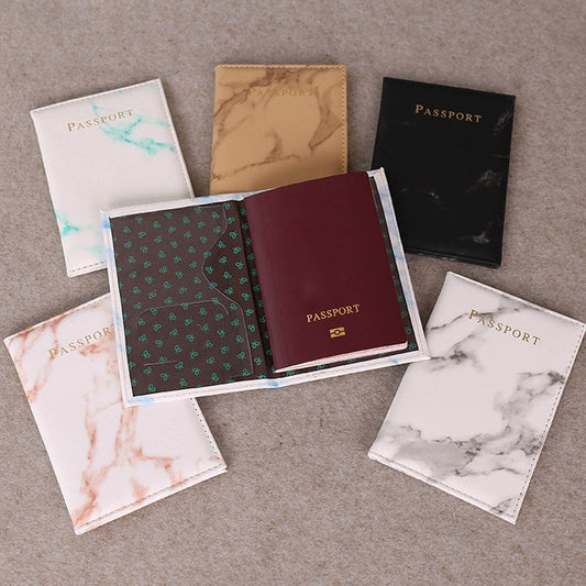 Couverture de passeport de Style marbre coloré, portefeuille en cuir étanche avec fermeture éclair, porte-monnaie, paquet de passeport, porte-carte, étui de voyage