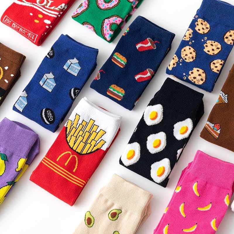 VDOGRIR 1 paire hiver femmes chaussettes drôles mignon dessin animé Fruits banane avocat citron oeuf Cookie japonais Harajuku skateboard chaussettes