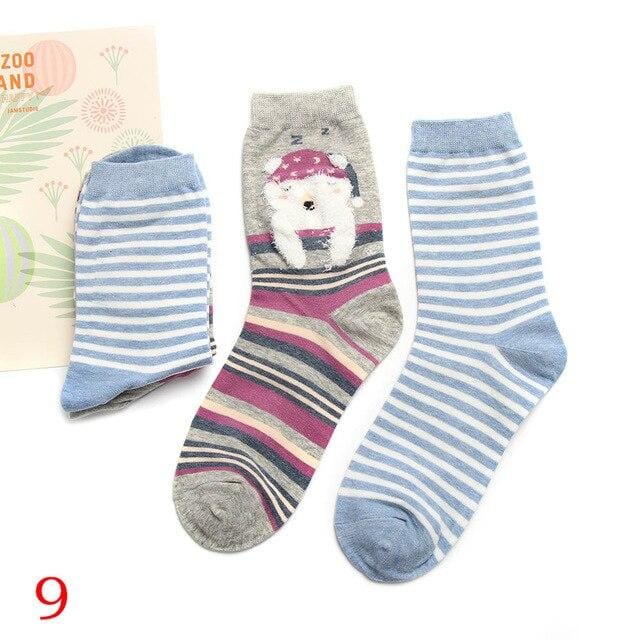 2 paires de chaussettes mignonnes pour femmes, boîte cadeau de noël, en coton, imprimé de dessin animé, mode créative, chaussettes courtes joyeuses pour filles, printemps-automne 2020