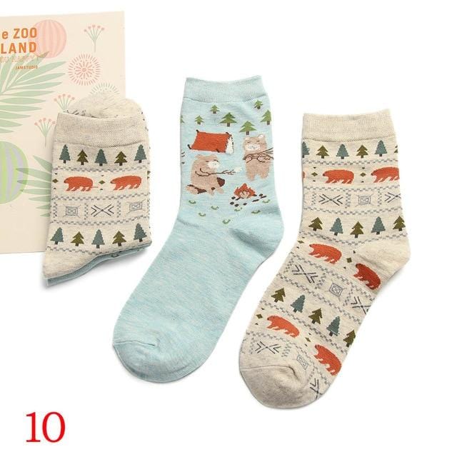 2 paires de chaussettes mignonnes pour femmes, boîte cadeau de noël, en coton, imprimé de dessin animé, mode créative, chaussettes courtes joyeuses pour filles, printemps-automne 2020