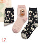 2 paires de chaussettes mignonnes pour femmes, boîte cadeau de noël, en coton, imprimé de dessin animé, mode créative, chaussettes courtes joyeuses pour filles, printemps-automne 2020