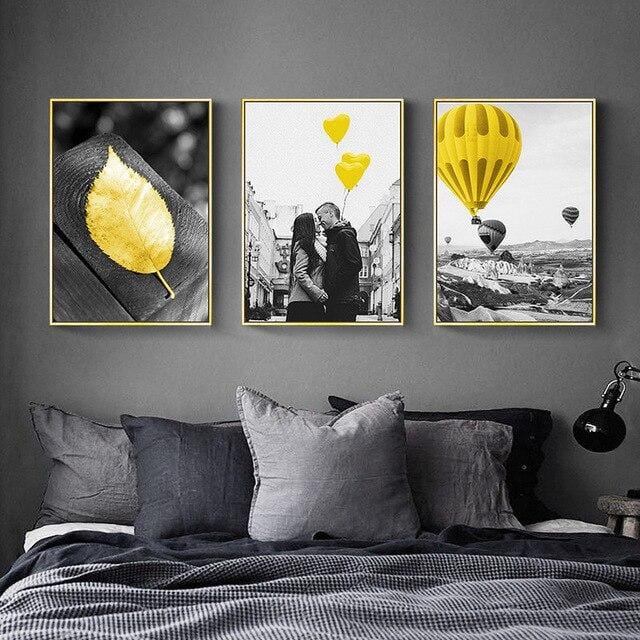 Affiches et imprimés modernes, ballon jaune, peinture sur toile, sans cadre, images d'art murales pour décoration de la maison, salon
