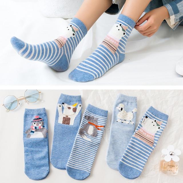 Nouvelle mode dessin animé coton chaussettes femmes coréen Kawaii chien imprimer femmes chaussettes mignonnes décontracté Meias drôle Harajuku chaussettes pour femmes fille