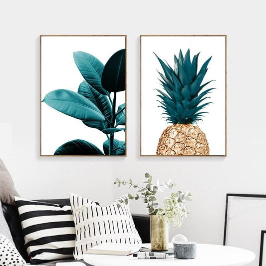 Affiches murales de peinture d'ananas nordique, affiches et imprimés de décoration, affiche d'art végétal, peinture sur toile sans cadre Photo