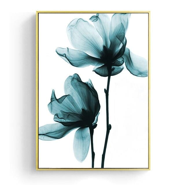 Nordic Canvas Painting Flowers Poster Blue Floral Wall Art Print for Vintage Living Room Decorative Wall Pictures