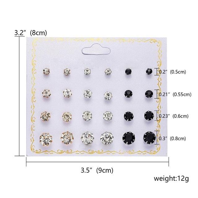 12 paires/ensemble boucles d'oreilles ensemble avec carte boules de Zircon transparentes amour fleurs boucles d'oreilles femmes imité perle boucles d'oreilles bijoux