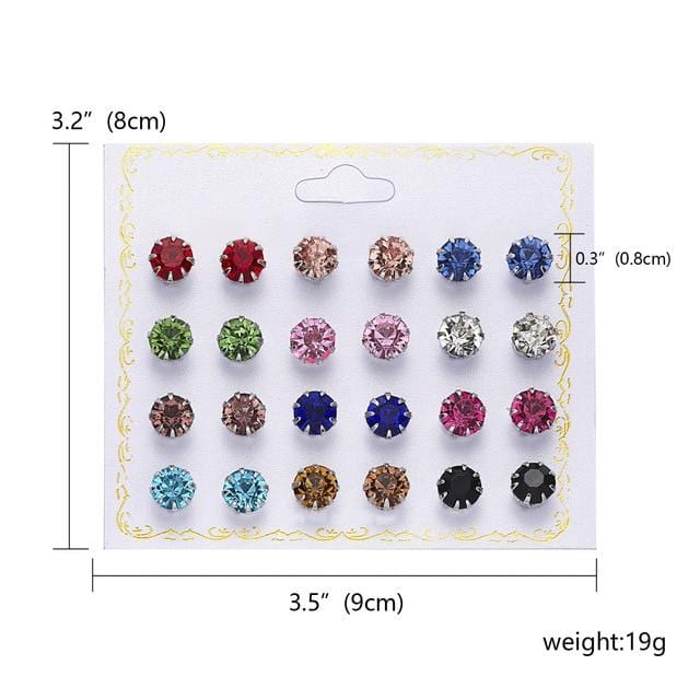 12 paires/ensemble boucles d'oreilles ensemble avec carte boules de Zircon transparentes amour fleurs boucles d'oreilles femmes imité perle boucles d'oreilles bijoux