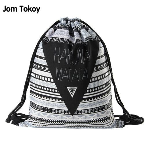Hakuna matata Women geometric Backpack 3D printing travel softback women mochila drawstring bag mens backpacks