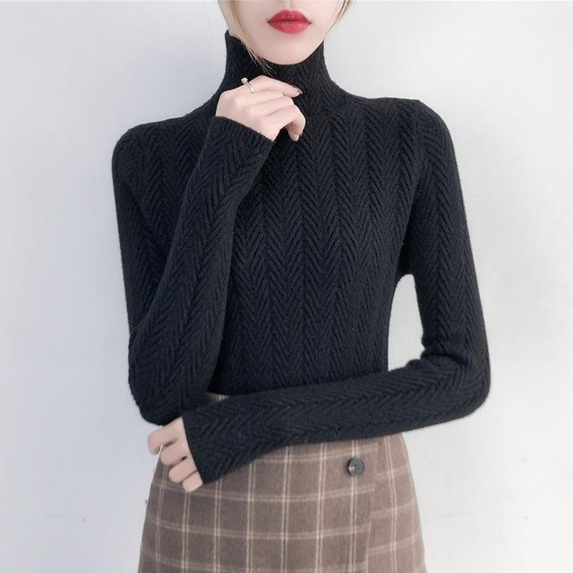 Sous-vêtements femme automne et hiver 2020, nouveau pull Slim, chemise à manches longues, serré, tricoté, épais