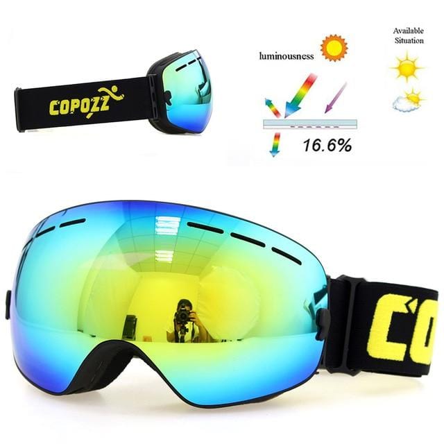 COPOZZ Brand Ski Goggles Men Women Snowboard Goggles Glasses for Skiing UV400 Protection Snow Skiing Glasses Anti-fog Ski Mask