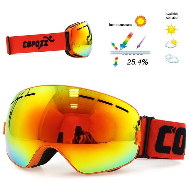 COPOZZ Brand Ski Goggles Men Women Snowboard Goggles Glasses for Skiing UV400 Protection Snow Skiing Glasses Anti-fog Ski Mask