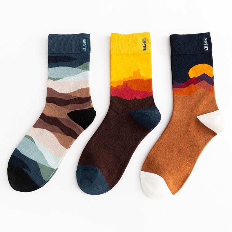Chaussettes unisexes Style peinture pour hommes, 100 coton, chaussettes complètes colorées Harajuku, 1 paire, cadeaux, taille 35-43