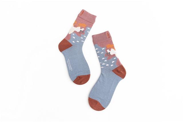 Chaussettes unisexes Style peinture pour hommes, 100 coton, chaussettes complètes colorées Harajuku, 1 paire, cadeaux, taille 35-43