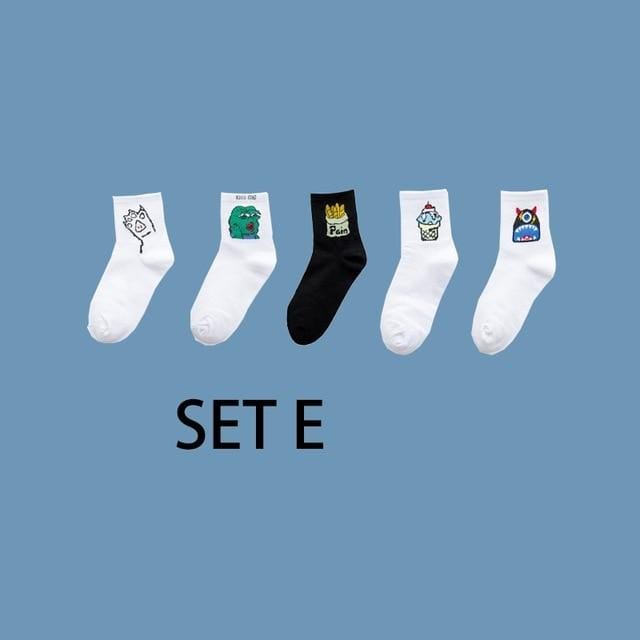 Ins Style – ensemble de chaussettes courtes à motifs d'animaux amusants pour femmes, 5 paires, dessin animé Ulzzang, cheville en coton respirant, Harajuku Cool Sox