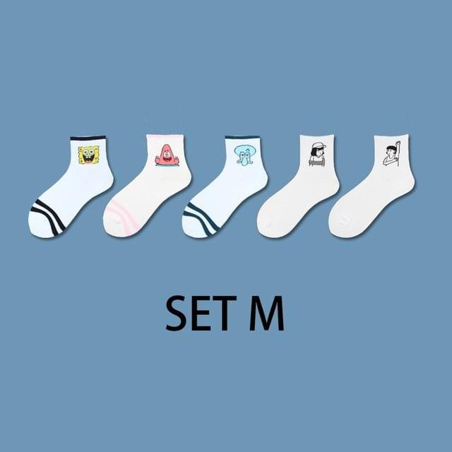 Ins Style – ensemble de chaussettes courtes à motifs d'animaux amusants pour femmes, 5 paires, dessin animé Ulzzang, cheville en coton respirant, Harajuku Cool Sox