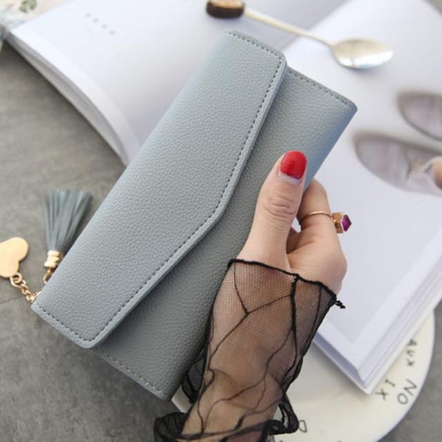 Long Women's Wallet Female Purses Tassel Coin Purse Card Holder Wallets Female Pu Leather Clutch Money Bag Pu Leather Wallet