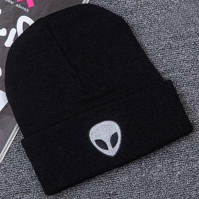 Offre spéciale broderie Alien chapeau hiver hommes et femmes manchette chapeaux doux solide bonnets Hip Hop unisexe chaud tricoté casquettes Gorros De Lana