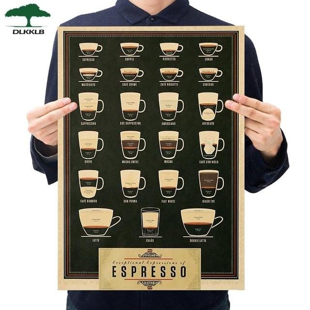 Coffee Beer Weapon Wine Collection Poster Cafe Bars Kitchen Decor Posters Adornment Vintage Poster Retro 51*35cm Wall Stickers