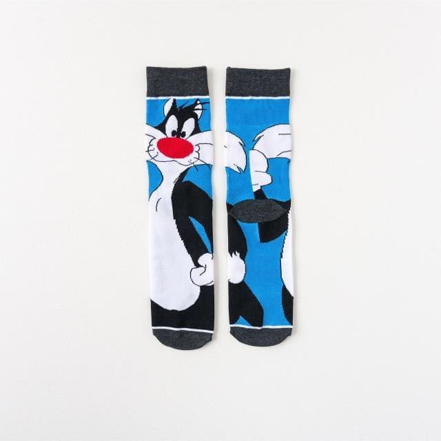 2020 drôle dessin animé imprimé chaussettes lapin canard mode personnalisé nouveauté hommes femmes confort respirant bleu gris coton chaussette