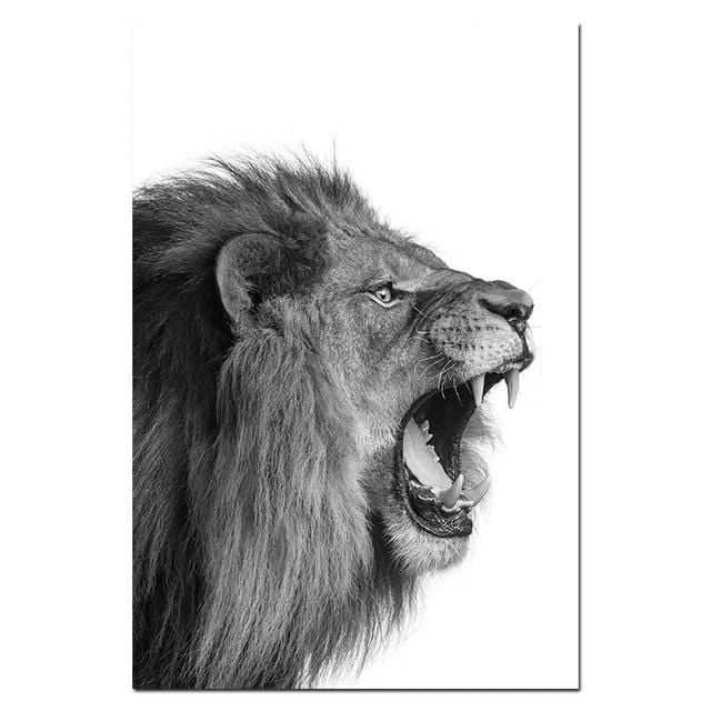 Affiche en toile de Lion et de lionne, noir et blanc, peinture murale avec animaux de la forêt, tableau d'art mural pour pépinière et salon