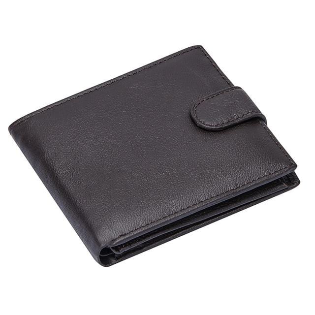 Portefeuille en cuir véritable pour hommes, Design bref, porte-cartes de crédit, pochette à loquet avec poche pour pièces de monnaie