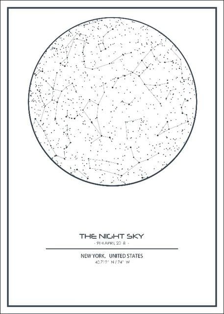 Carte du ciel nocturne personnalisée imprimée, carte personnalisée de l'étoile, affiche d'art en toile, peinture murale, décoration de maison pour salon sans cadre