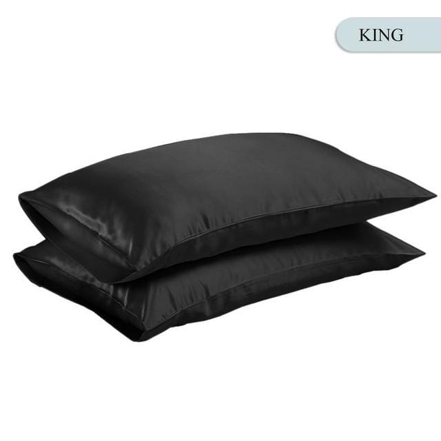 Queen/KING Silk Satin Pillow Case Bedding Pillowcase Smooth Home White Black Grey Khaki Sky Blue Pink Sliver