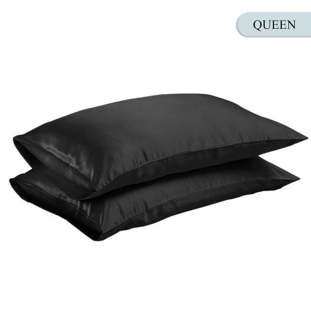 Queen/KING Silk Satin Pillow Case Bedding Pillowcase Smooth Home White Black Grey Khaki Sky Blue Pink Sliver