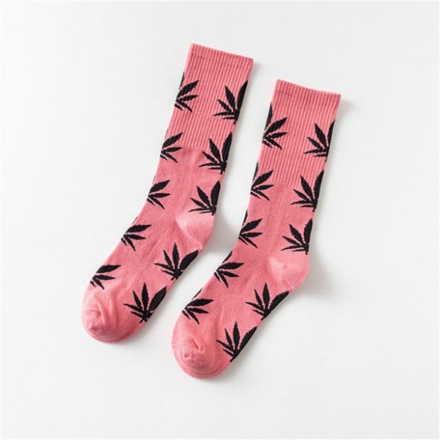 Moda Mulaya chaussettes drôles femmes confortable haute qualité coton heureux feuille de chanvre érable décontracté longue mauvaise équipage chaussette robe Harajuku