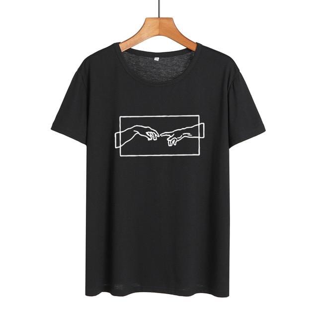 Femmes vêtements 2019 nouveau Harajuku mode imprimé t-shirt esthétique Art Tumblr t-shirt noir blanc graphique t-shirts t-shirt Femme
