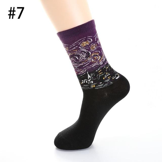 Chaussettes en coton hommes nuit étoilée hiver rétro femmes personnalité Art Van Gogh chaussettes peinture à l'huile chaussettes drôles chaussettes heureuses mâle socken