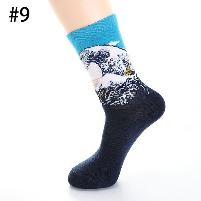 Chaussettes en coton hommes nuit étoilée hiver rétro femmes personnalité Art Van Gogh chaussettes peinture à l'huile chaussettes drôles chaussettes heureuses mâle socken