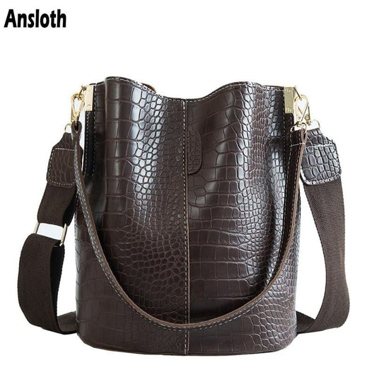 Ansloth Crocodile sac à bandoulière pour femmes sac à bandoulière marque concepteur femmes sacs de luxe en cuir PU sac seau sac à main HPS405
