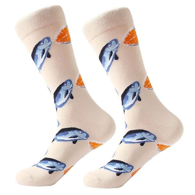 1 paire hommes chaussettes coton peigné dessin animé animal oiseau requin zèbre maïs pastèque fruits de mer géométrique nouveauté drôle chaussettes