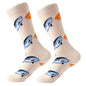 1 paire hommes chaussettes coton peigné dessin animé animal oiseau requin zèbre maïs pastèque fruits de mer géométrique nouveauté drôle chaussettes