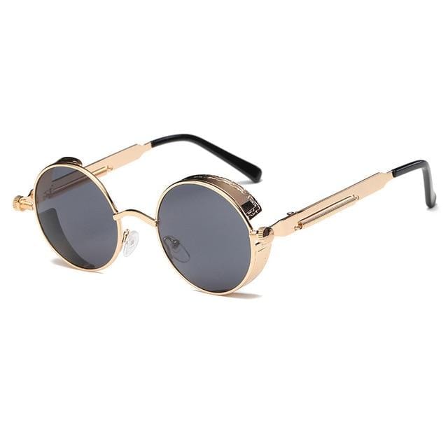 Lunettes de soleil Steampunk rondes en métal pour hommes et femmes, à la mode, de marque de styliste, monture rétro, Vintage, de haute qualité, UV400