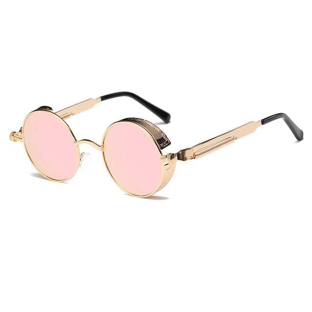 Lunettes de soleil Steampunk rondes en métal pour hommes et femmes, à la mode, de marque de styliste, monture rétro, Vintage, de haute qualité, UV400